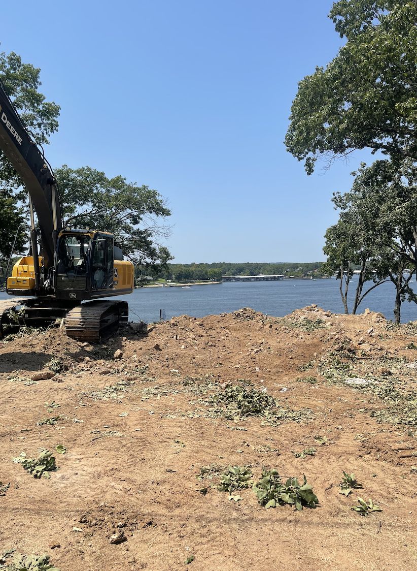 Shoreline cleared and regraded
